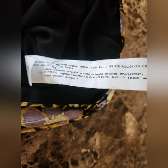 Zara Dress Womens Medium Yellow Floral Print Ruched Draping One Shoulder - Picture 6 of 6